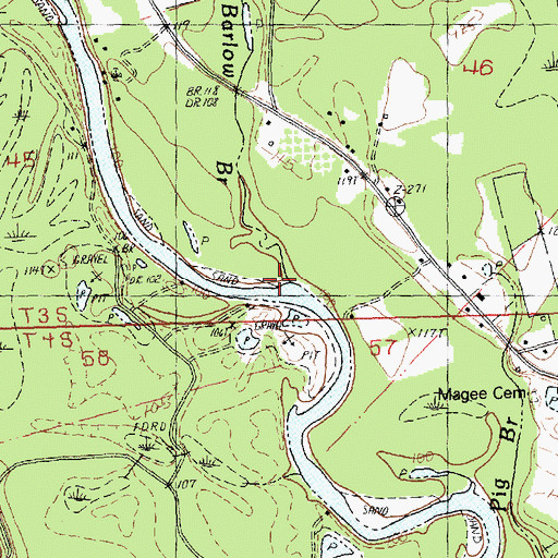 Topographic Map of Barlow Branch, LA