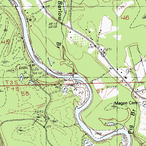 Topographic Map of Barlow Branch, LA