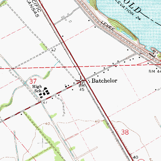 Topographic Map of Batchelor, LA