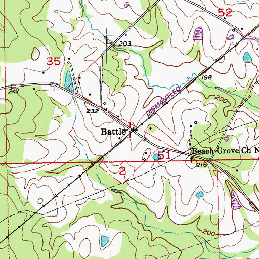 Topographic Map of Battle, LA