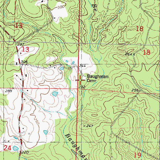 Topographic Map of Baughman Cemetery, LA