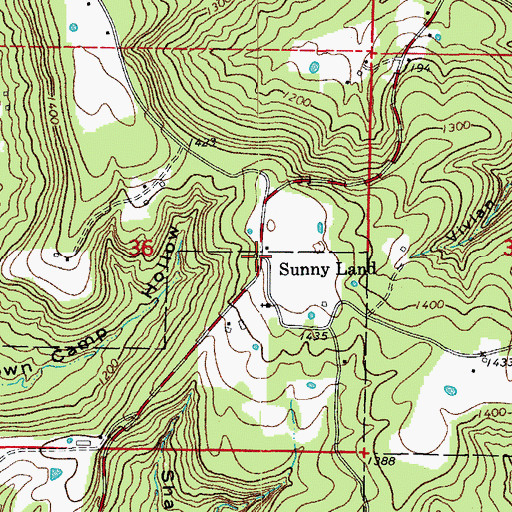 Topographic Map of Sunny Land, AR
