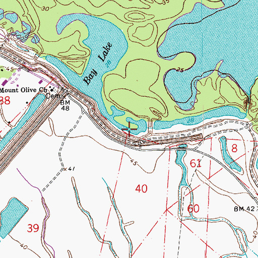 Topographic Map of Bay Lake, LA