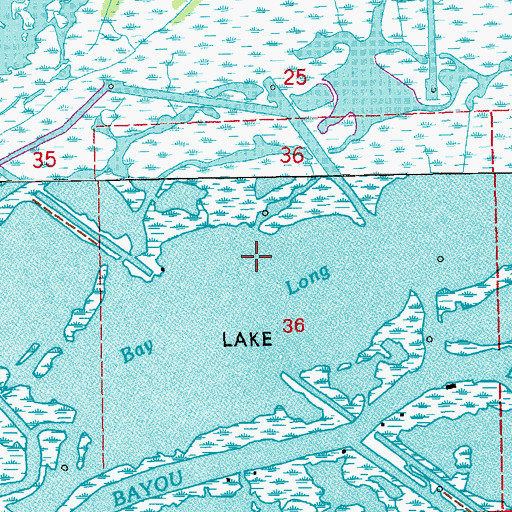 Topographic Map of Bay Long, LA