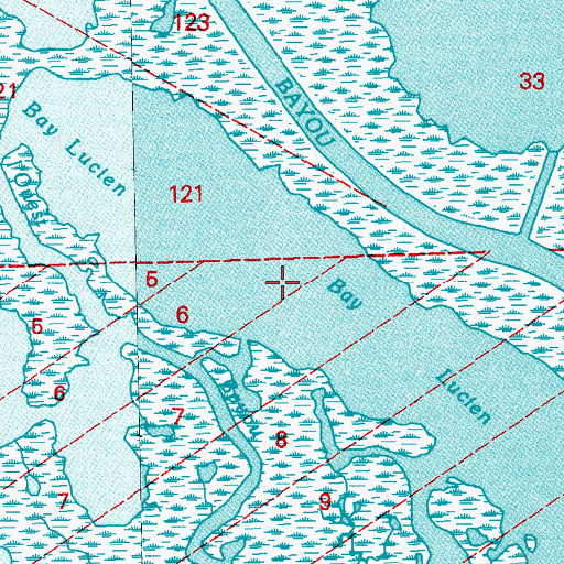Topographic Map of Bay Lucien, LA