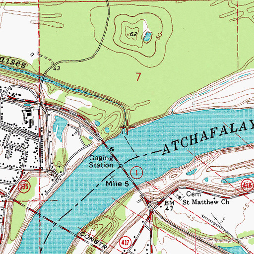 Topographic Map of Bayou des Glaises, LA