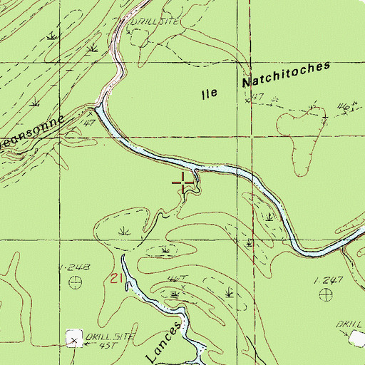Topographic Map of Bayou des Lances, LA