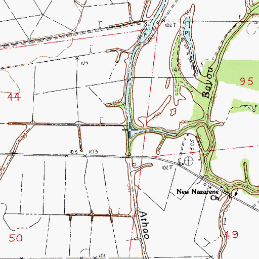 Topographic Map of Bayou Athao, LA