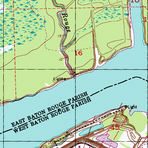 Topographic Map of Bayou Baton Rouge, LA