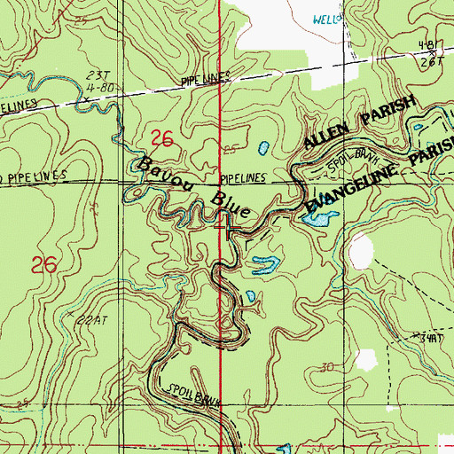 Topographic Map of Bayou Blue, LA
