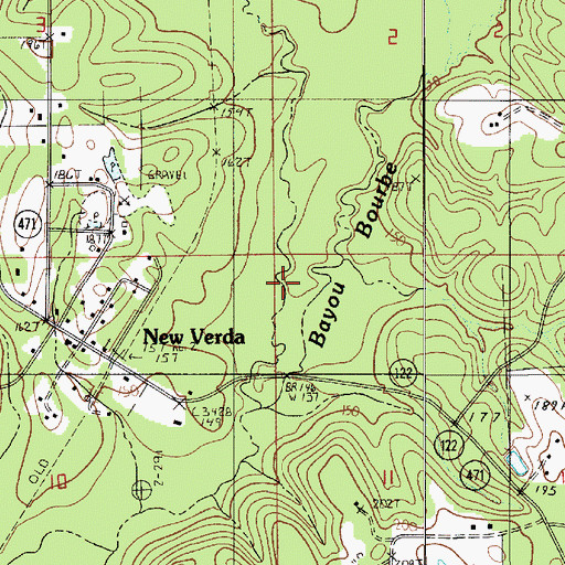 Topographic Map of Bayou Bourbe, LA