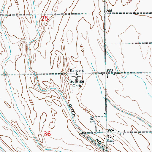Topographic Map of Sunrise Cemetery, AR