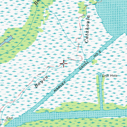 Topographic Map of Bayou Catahoula, LA