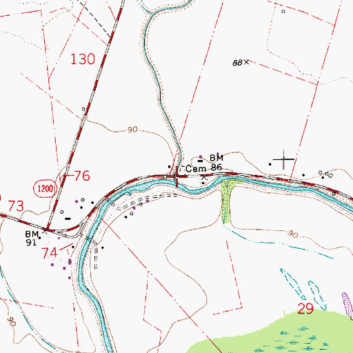 Topographic Map of Bayou Cocodrie, LA