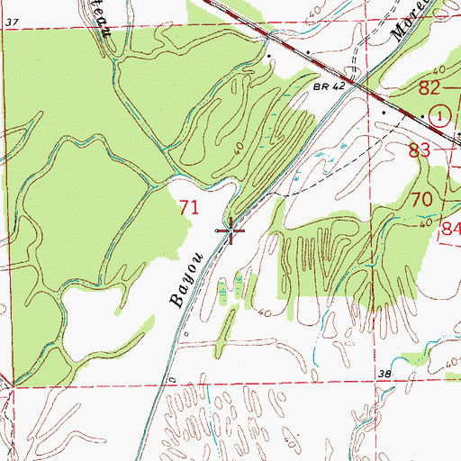 Topographic Map of Bayou Coteau, LA