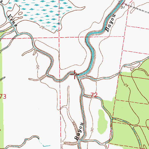 Topographic Map of Bayou Cross Vine, LA