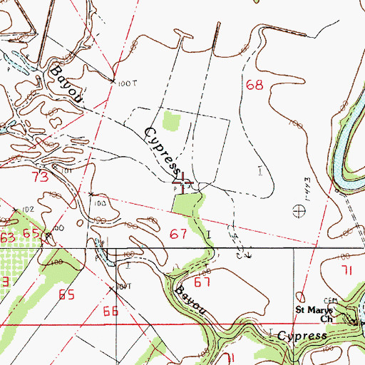Topographic Map of Bayou Cypress, LA