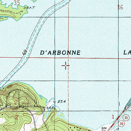 Topographic Map of Bayou D'Arbonne Lake, LA