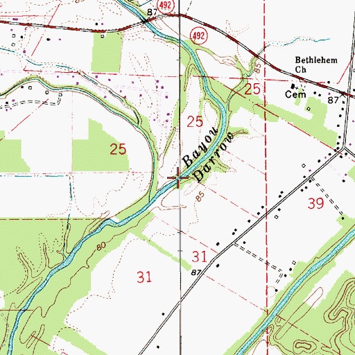 Topographic Map of Bayou Darrow, LA