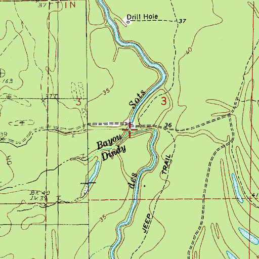 Topographic Map of Bayou Dindy, LA