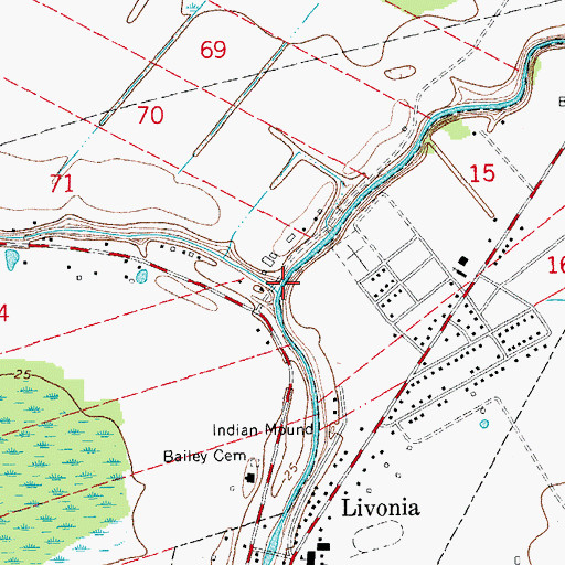Topographic Map of Bayou Fordoche, LA