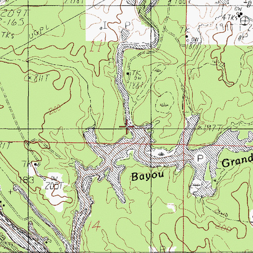 Topographic Map of Bayou Grand Cane, LA
