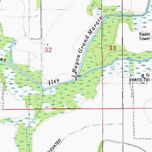 Topographic Map of Bayou Grand Marais, LA
