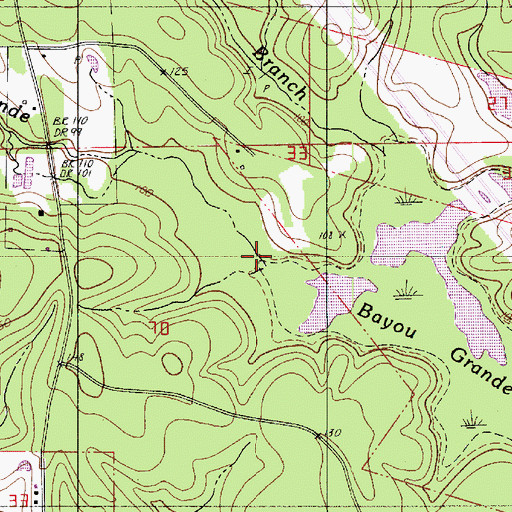 Topographic Map of Bayou Grande, LA