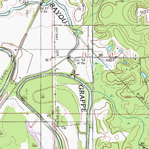 Topographic Map of Bayou Grappe, LA