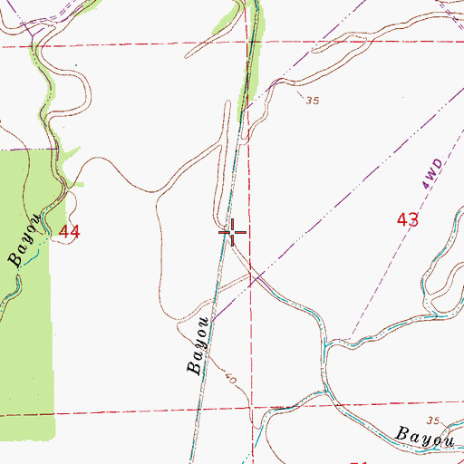 Topographic Map of Bayou Hazard, LA