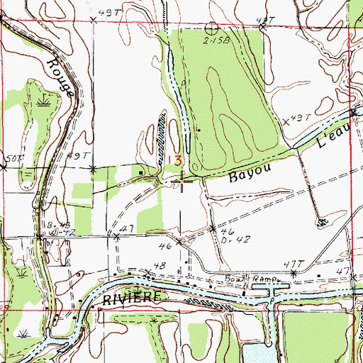 Topographic Map of Bayou L'Eau Noire, LA