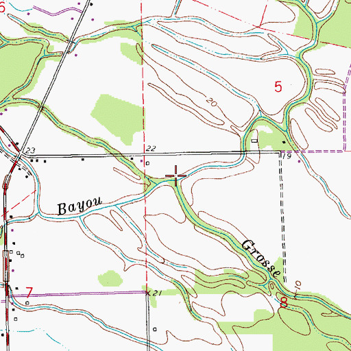 Topographic Map of Bayou Lanquedoc, LA