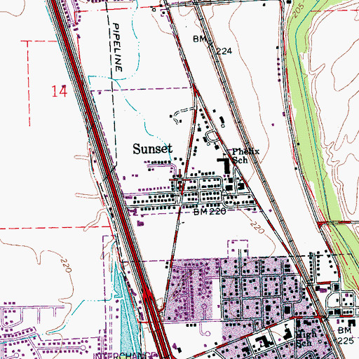 Topographic Map of Sunset, AR