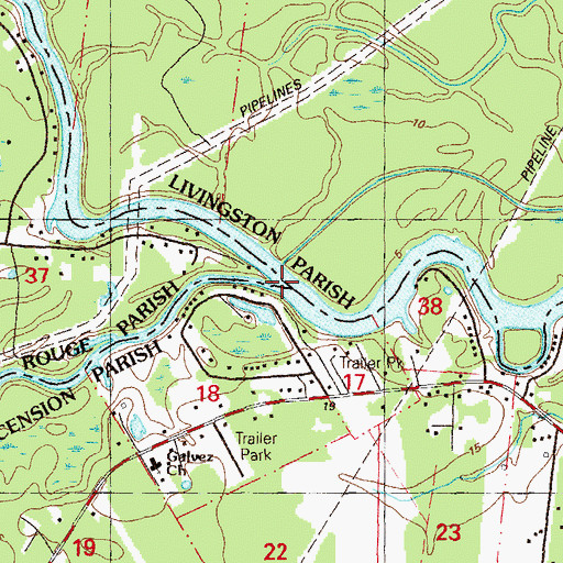 Topographic Map of Bayou Manchac, LA