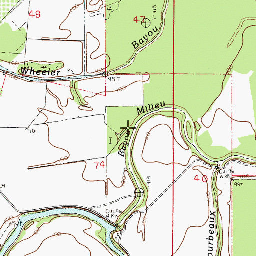 Topographic Map of Bayou Milieu, LA