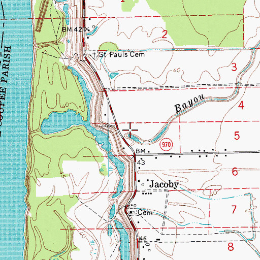 Topographic Map of Bayou Moreau, LA