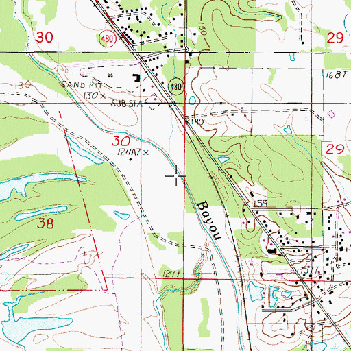 Topographic Map of Bayou Nicholas, LA