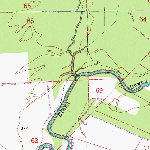Topographic Map of Bayou Pays Bas, LA