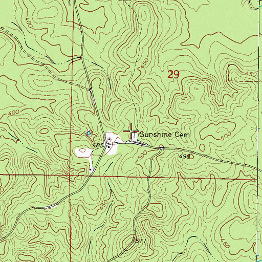 Topographic Map of Sunshine Cemetery, AR