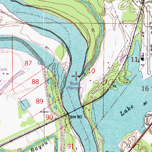 Topographic Map of Bayou Rigolette, LA