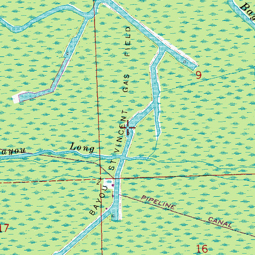 Topographic Map of Bayou Saint Vincent Gas Field, LA