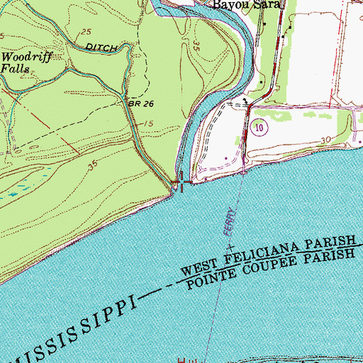 Topographic Map of Bayou Sara, LA