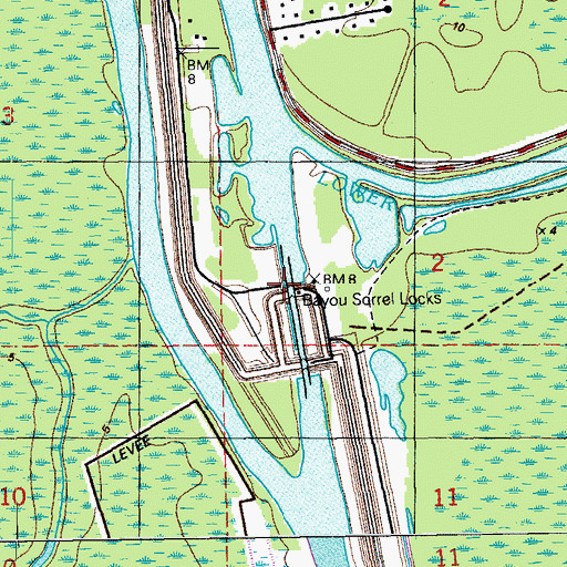 Topographic Map of Bayou Sorrel Locks, LA