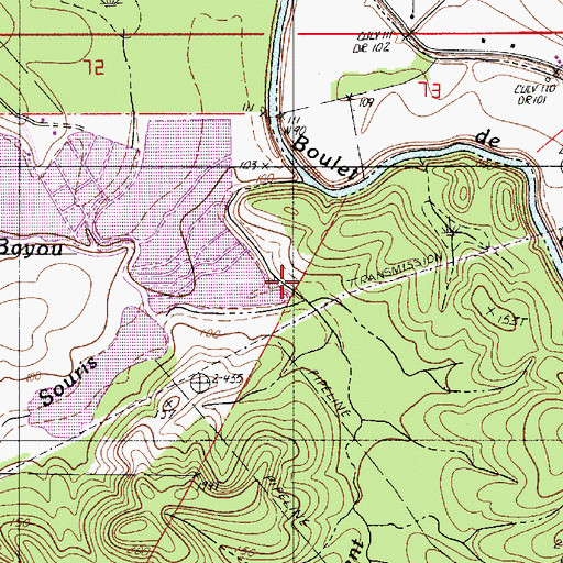 Topographic Map of Bayou Souris, LA