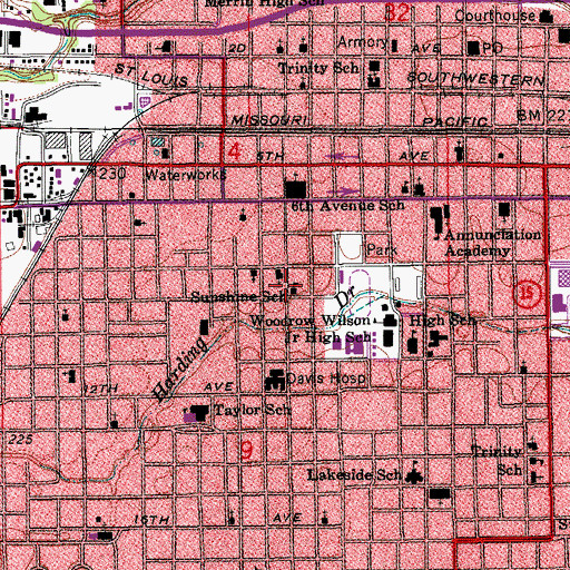 Topographic Map of Sunshine School, AR