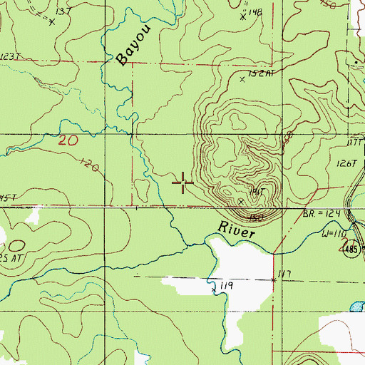 Topographic Map of Bayou Terre Blanc, LA