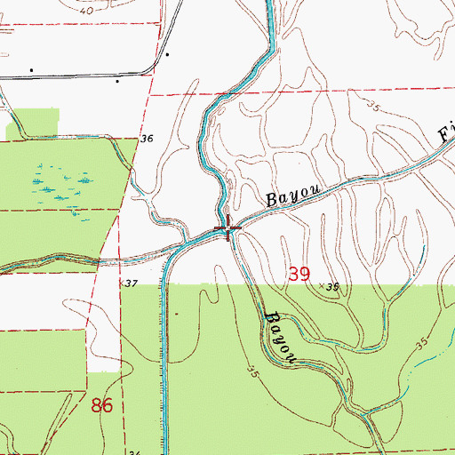 Topographic Map of Bayou Thornton, LA