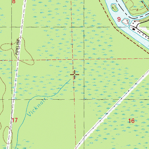 Topographic Map of Bayou Vicknair, LA