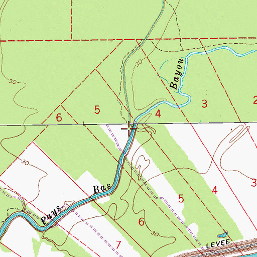 Topographic Map of Bayou White Vine, LA