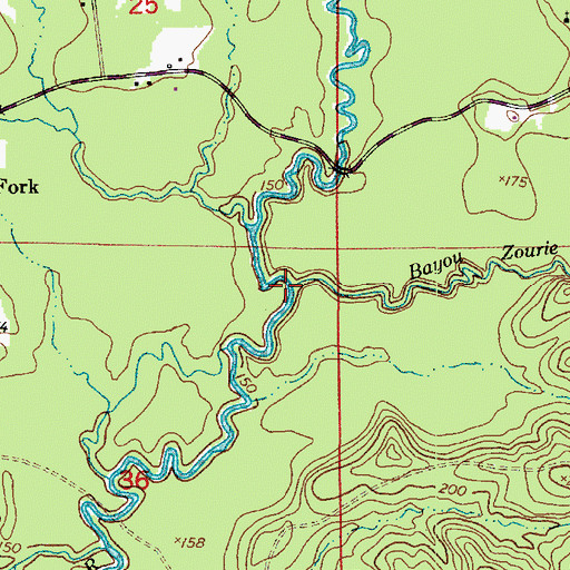 Topographic Map of Bayou Zourie, LA